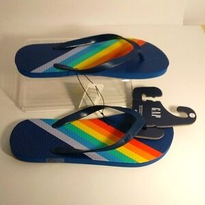 Gap Unisex Blue Rainbow Color Sandals Flip Flops Size 10/11 New With Tag.